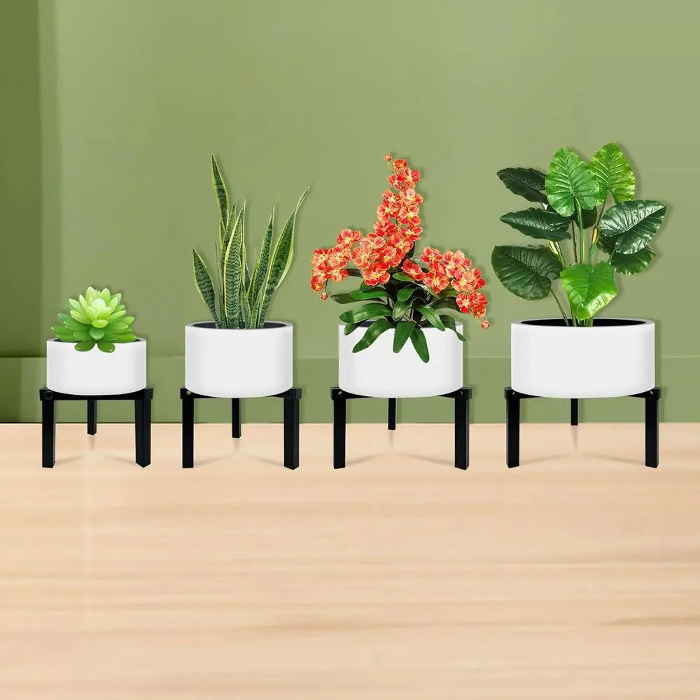 Adjustable Height Metal Plant Stand, 3 Legs, Suitable for 5-10 Pots, Indoor & Outdoor Use, Black