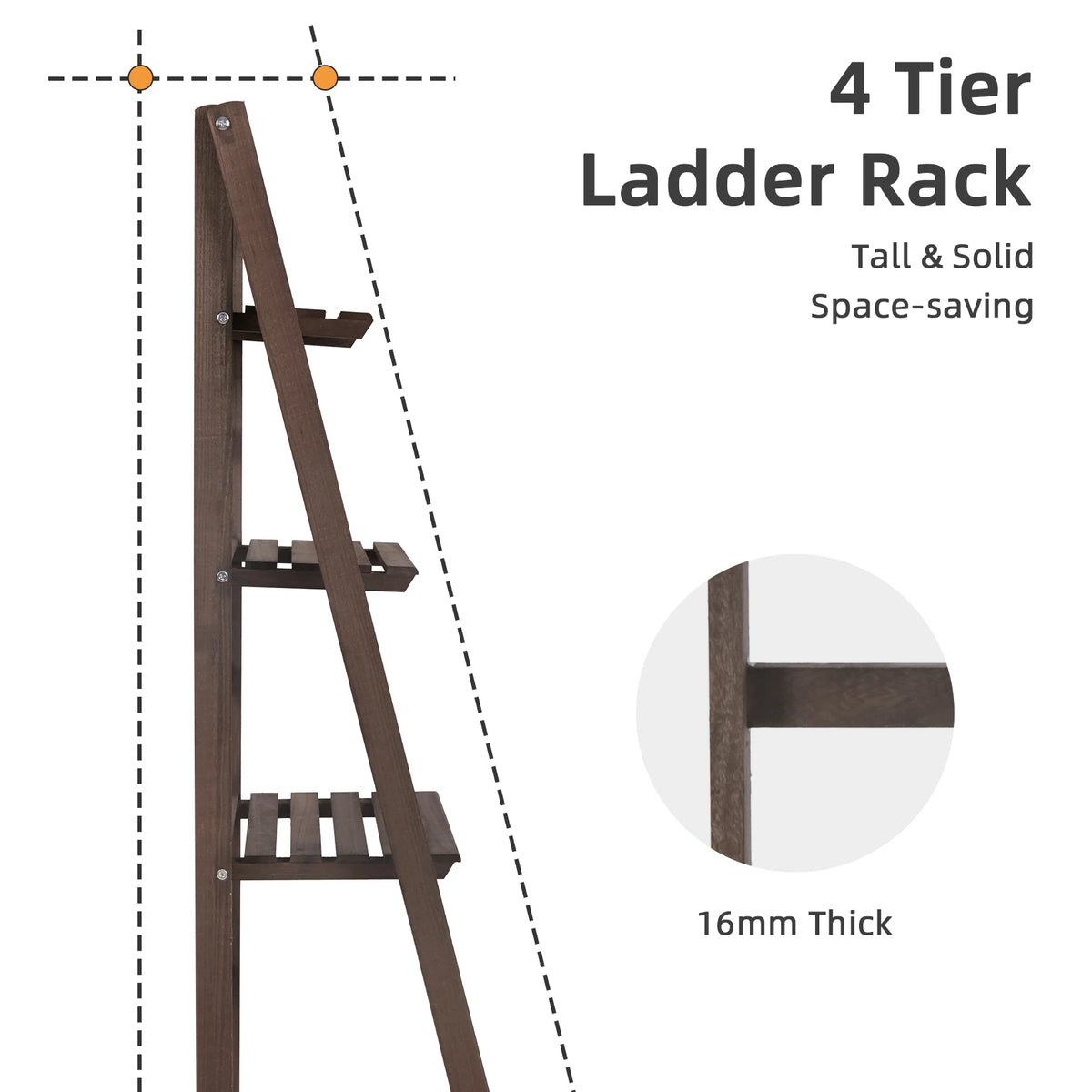 4 Tiers Wooden Flower Display Stand Ladder Storage Shelf for Indoor Outdoor
