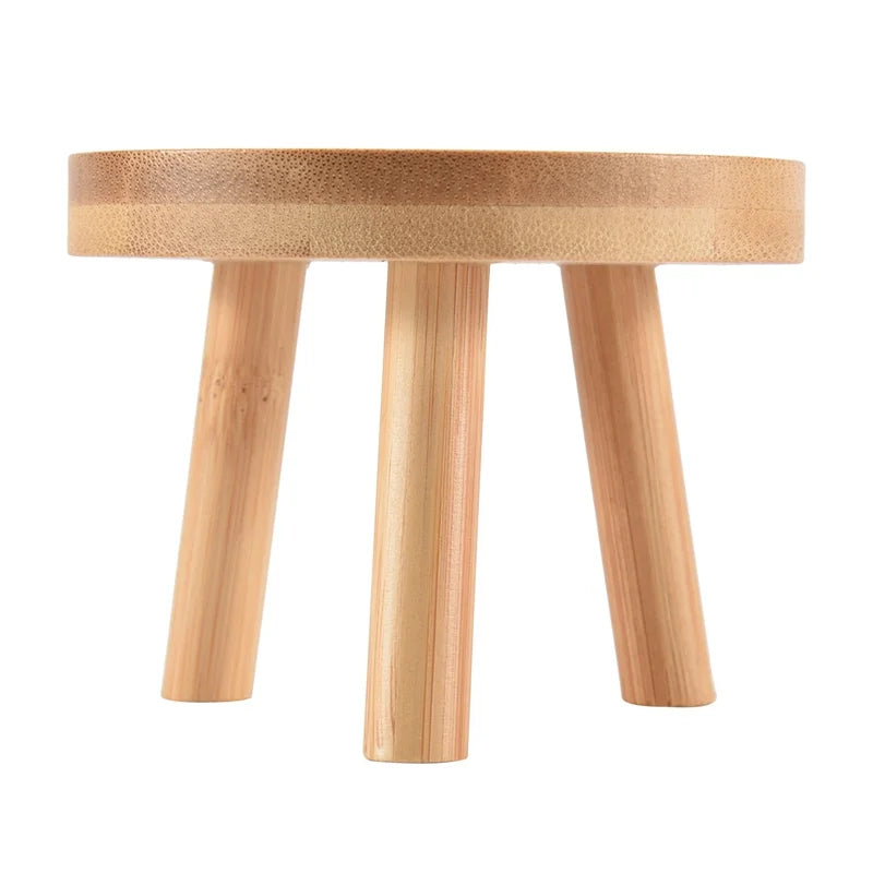 BQ-Wooden Plant Stand Flower Pot Base Holder Stool High Stool Balcony Succulent Round Flower Shelf For Indoor Outdoor